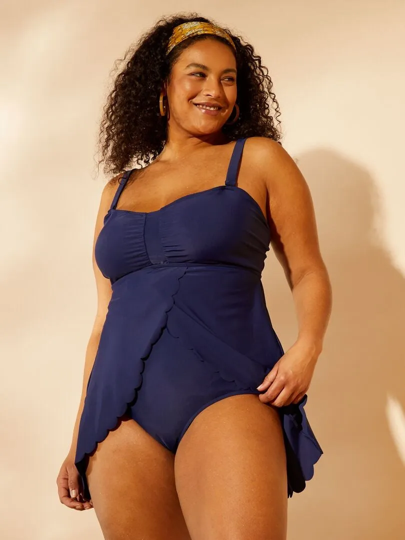 BAñADOR EFECTO TANKINI   1 PIEZA  AZUL